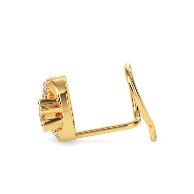 0.07Ct Circle Design Prong Set Lab-Grown Diamond Gold Wire Back Stud Nosepins