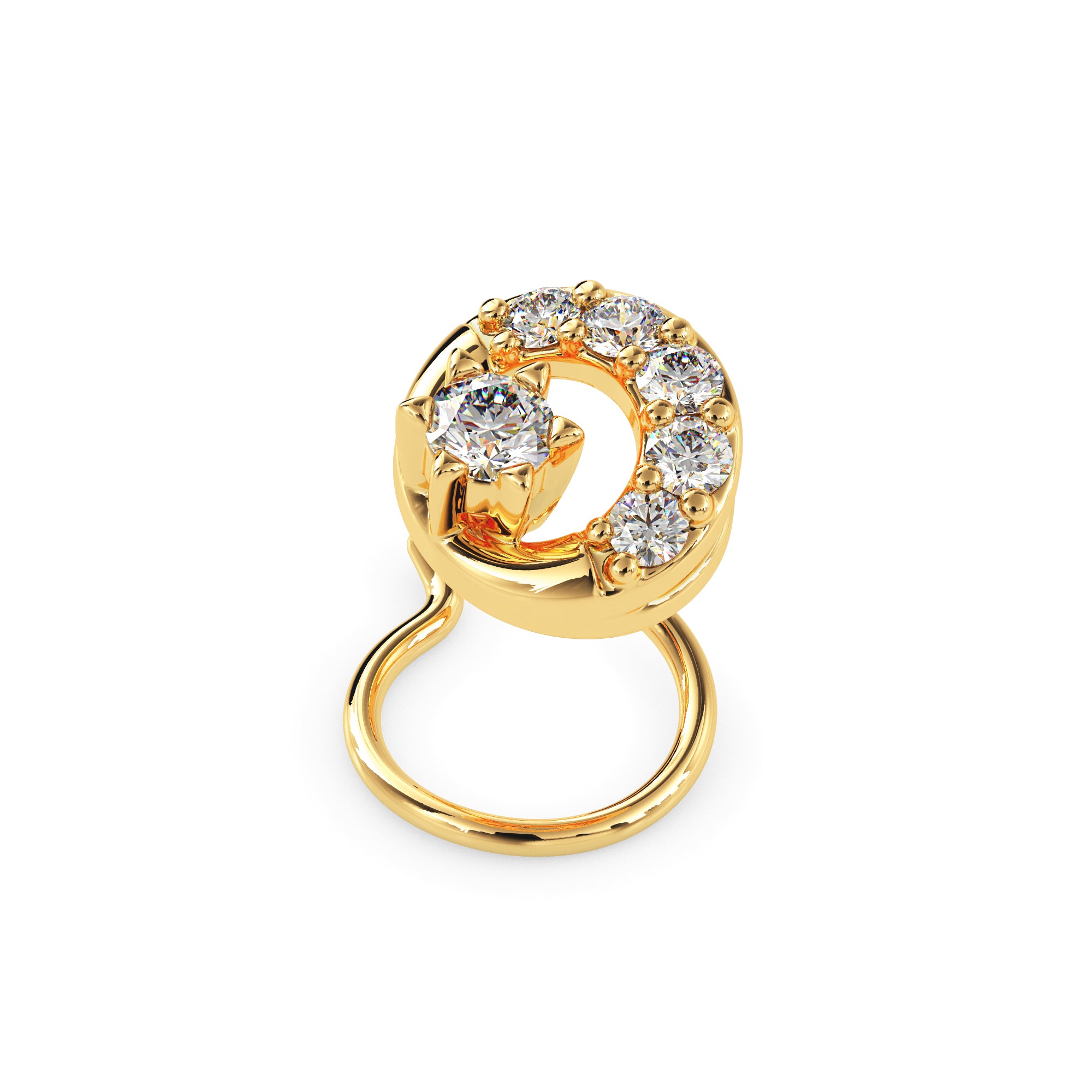 0.07Ct Circle Design Prong Set Lab-Grown Diamond Gold Wire Back Stud Nosepins