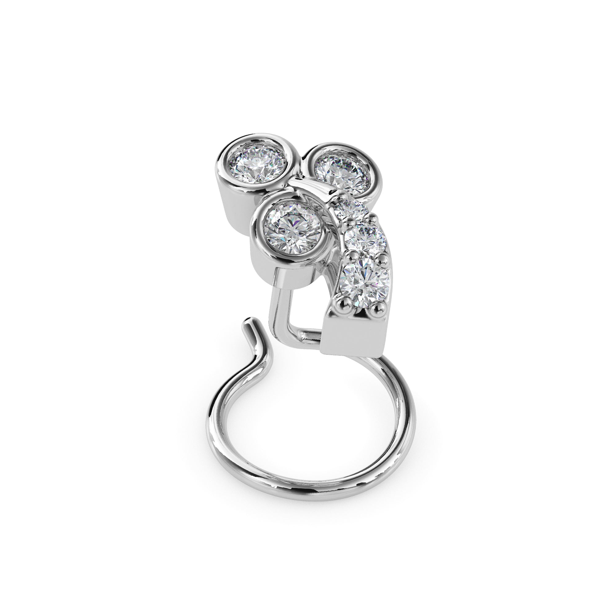 0.06Ct Round Bezel Set Lab-Grown Diamond Gold Wire Back Stud Nosepins