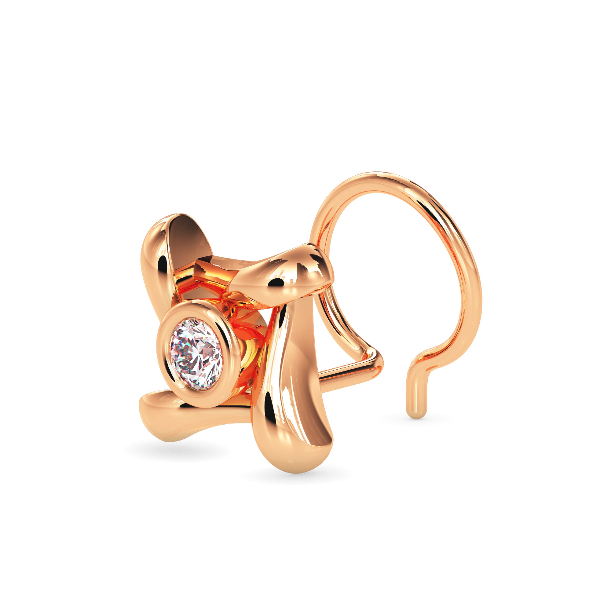 0.03Ct Round Bezel set Lab-Grown Diamond Gold Wire Back Stud Nosepins