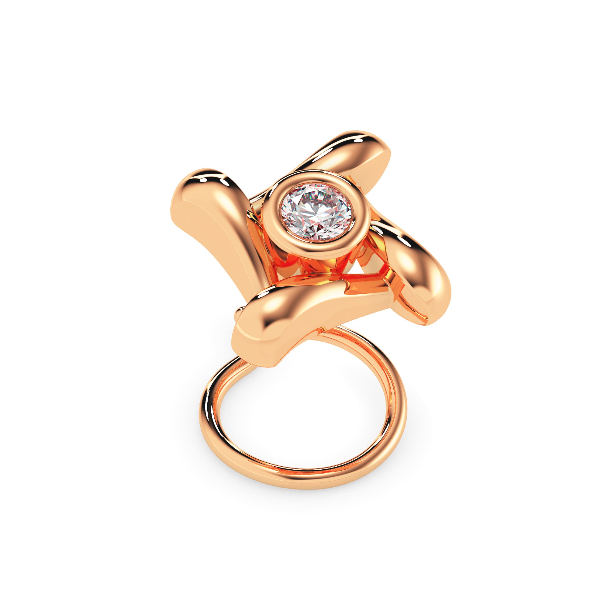 0.03Ct Round Bezel set Lab-Grown Diamond Gold Wire Back Stud Nosepins