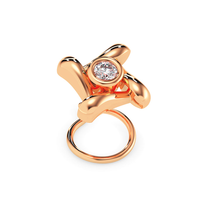 0.03Ct Round Bezel set Lab-Grown Diamond Gold Wire Back Stud Nosepins