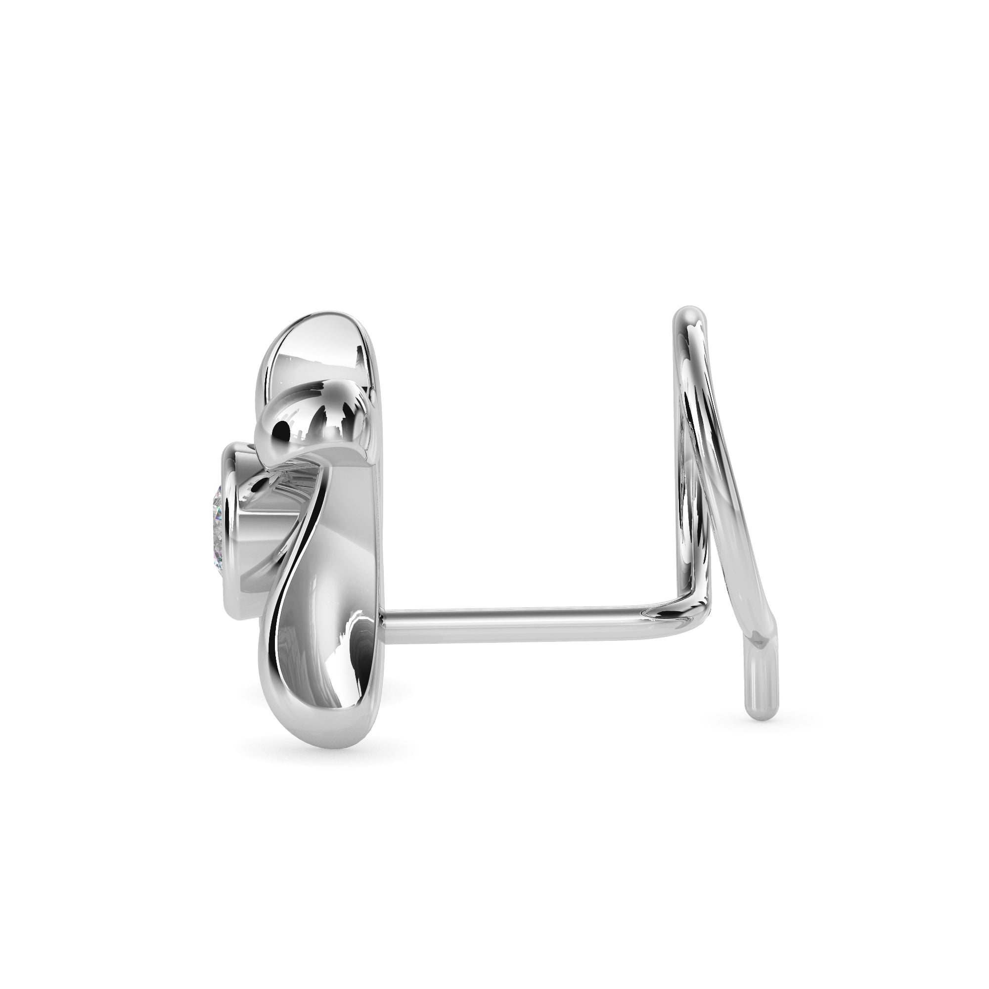 0.03Ct Round Bezel set Lab-Grown Diamond Gold Wire Back Stud Nosepins