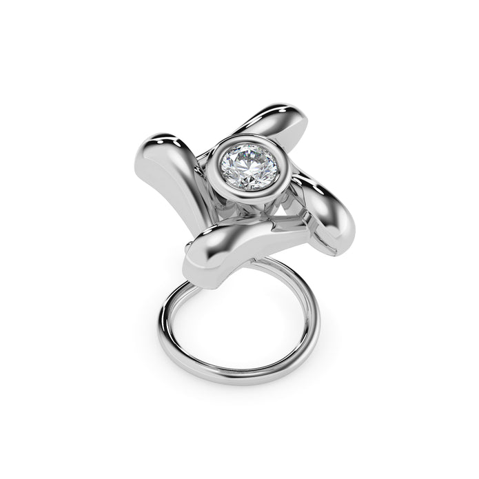 0.03Ct Round Bezel set Lab-Grown Diamond Gold Wire Back Stud Nosepins
