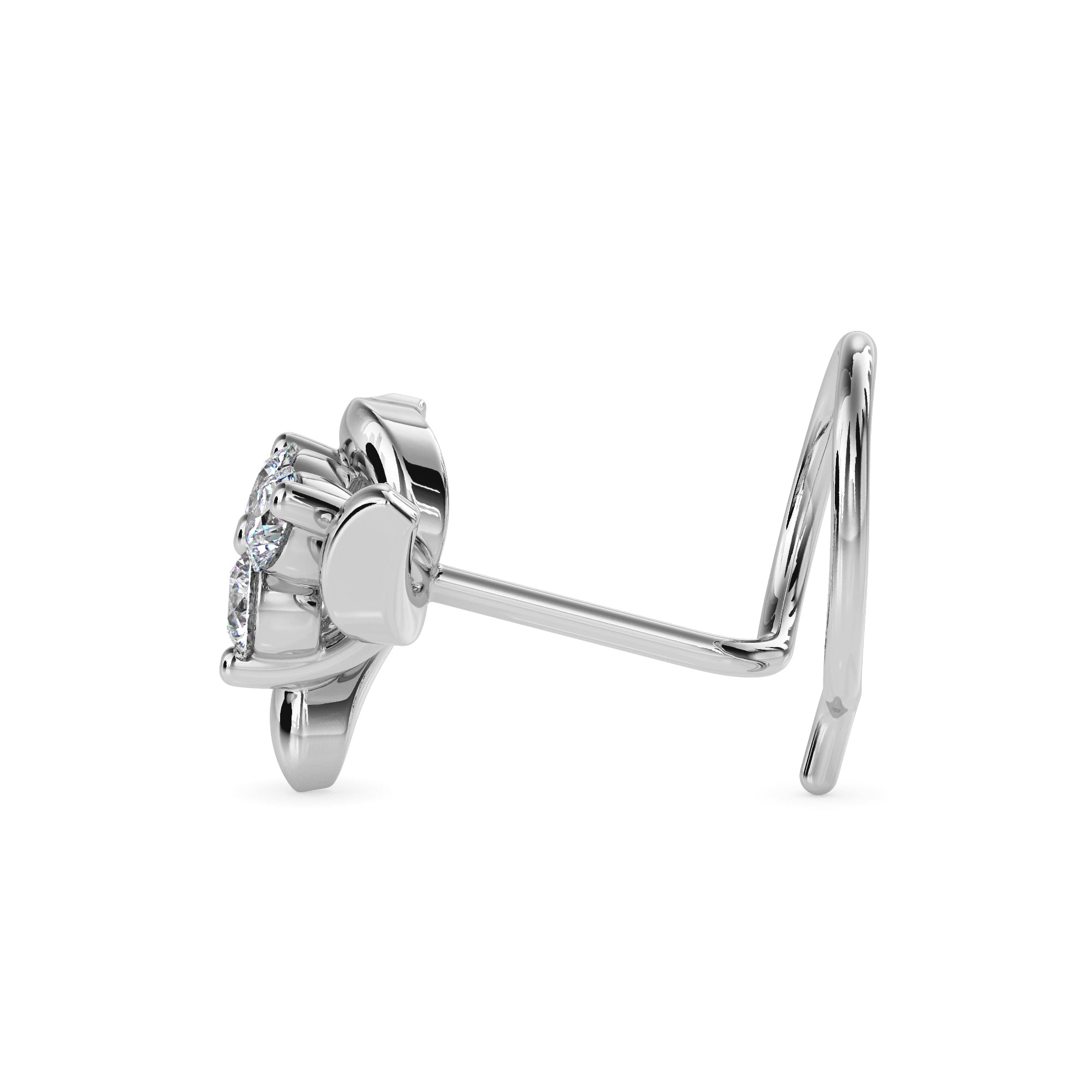 0.06Ct Round Three Stone Lab-Grown Diamond Gold Wire Back Stud Nosepins