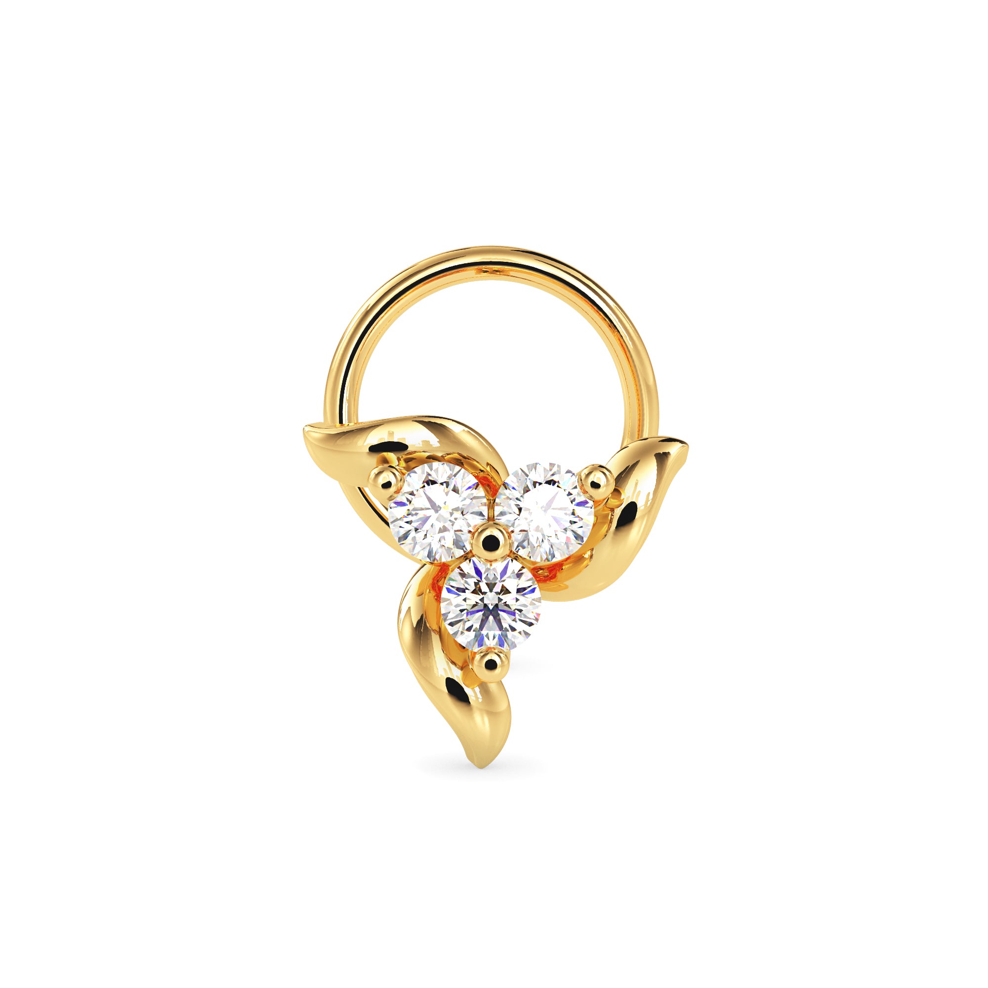 0.06Ct Round Three Stone Lab-Grown Diamond Gold Wire Back Stud Nosepins