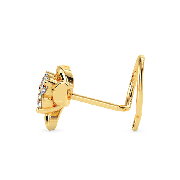 0.06Ct Round Three Stone Lab-Grown Diamond Gold Wire Back Stud Nosepins