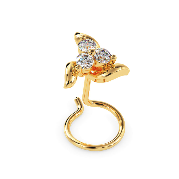 0.06Ct Round Three Stone Lab-Grown Diamond Gold Wire Back Stud Nosepins