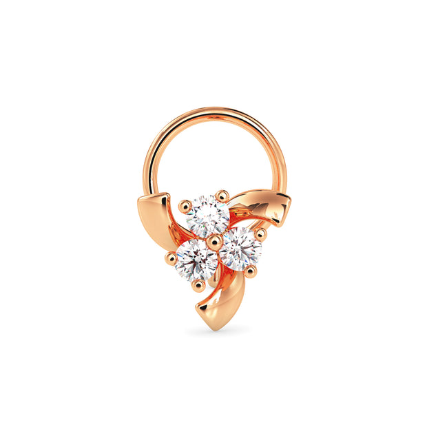 0.06Ct Floral Cluster Lab-Grown Diamond Gold Wire Back Stud Nosepins