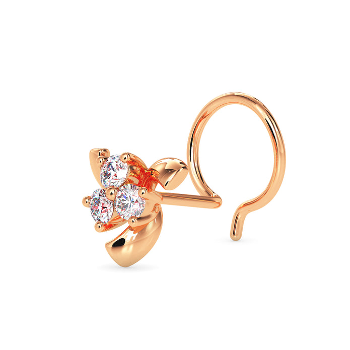 0.06Ct Floral Cluster Lab-Grown Diamond Gold Wire Back Stud Nosepins