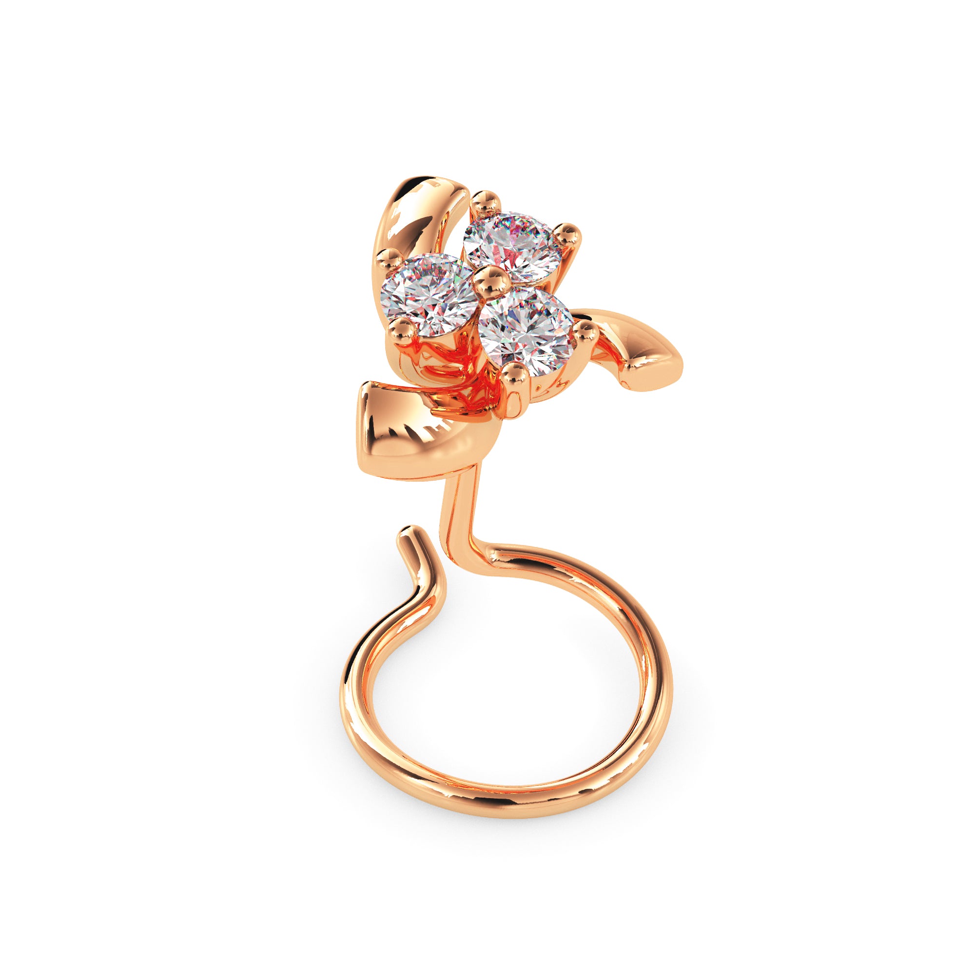 0.06Ct Floral Cluster Lab-Grown Diamond Gold Wire Back Stud Nosepins
