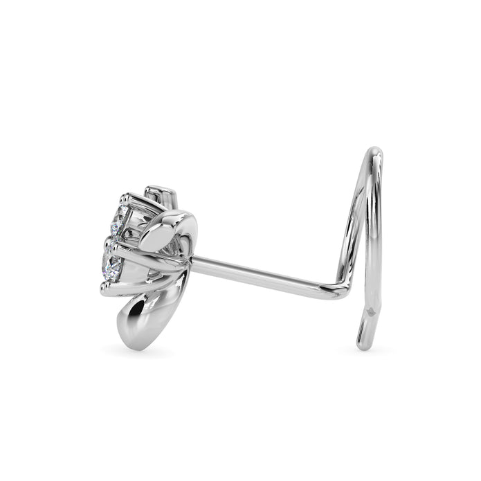 0.06Ct Floral Cluster Lab-Grown Diamond Gold Wire Back Stud Nosepins