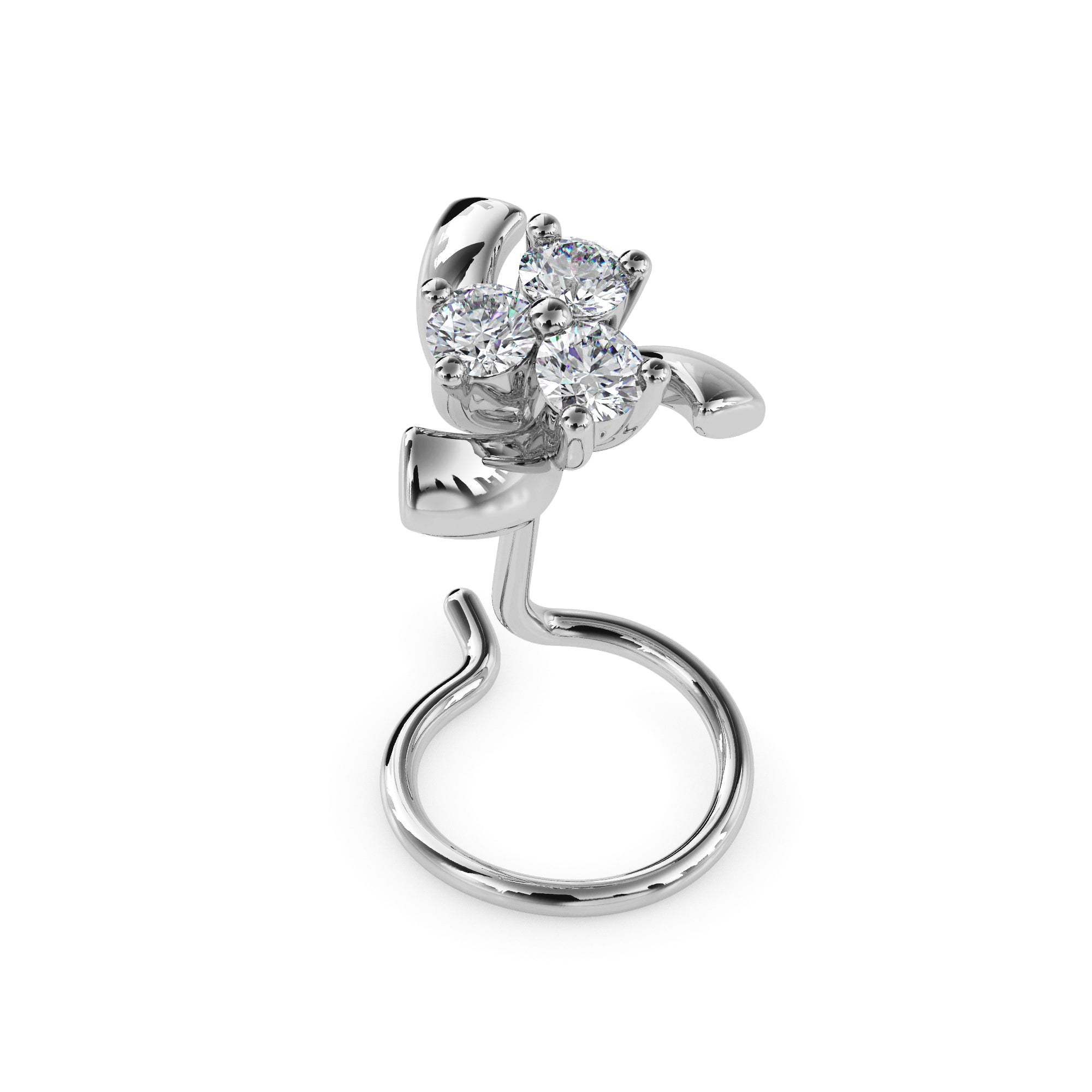 0.06Ct Floral Cluster Lab-Grown Diamond Gold Wire Back Stud Nosepins