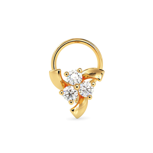 0.06Ct Floral Cluster Lab-Grown Diamond Gold Wire Back Stud Nosepins