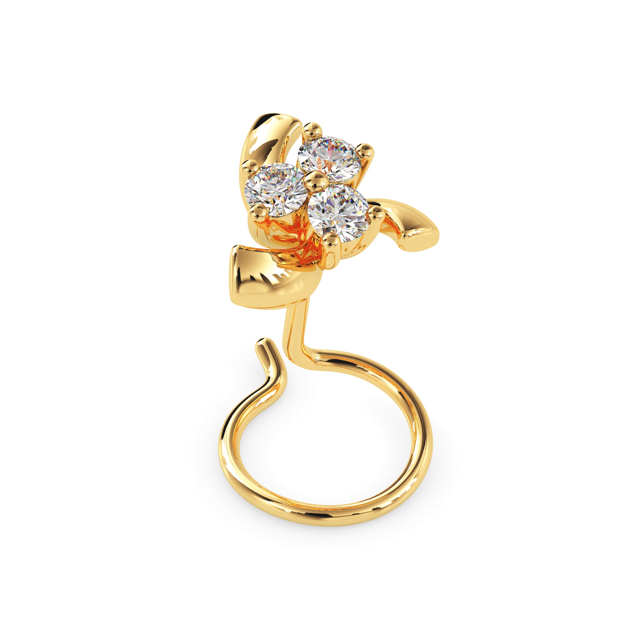 0.06Ct Floral Cluster Lab-Grown Diamond Gold Wire Back Stud Nosepins