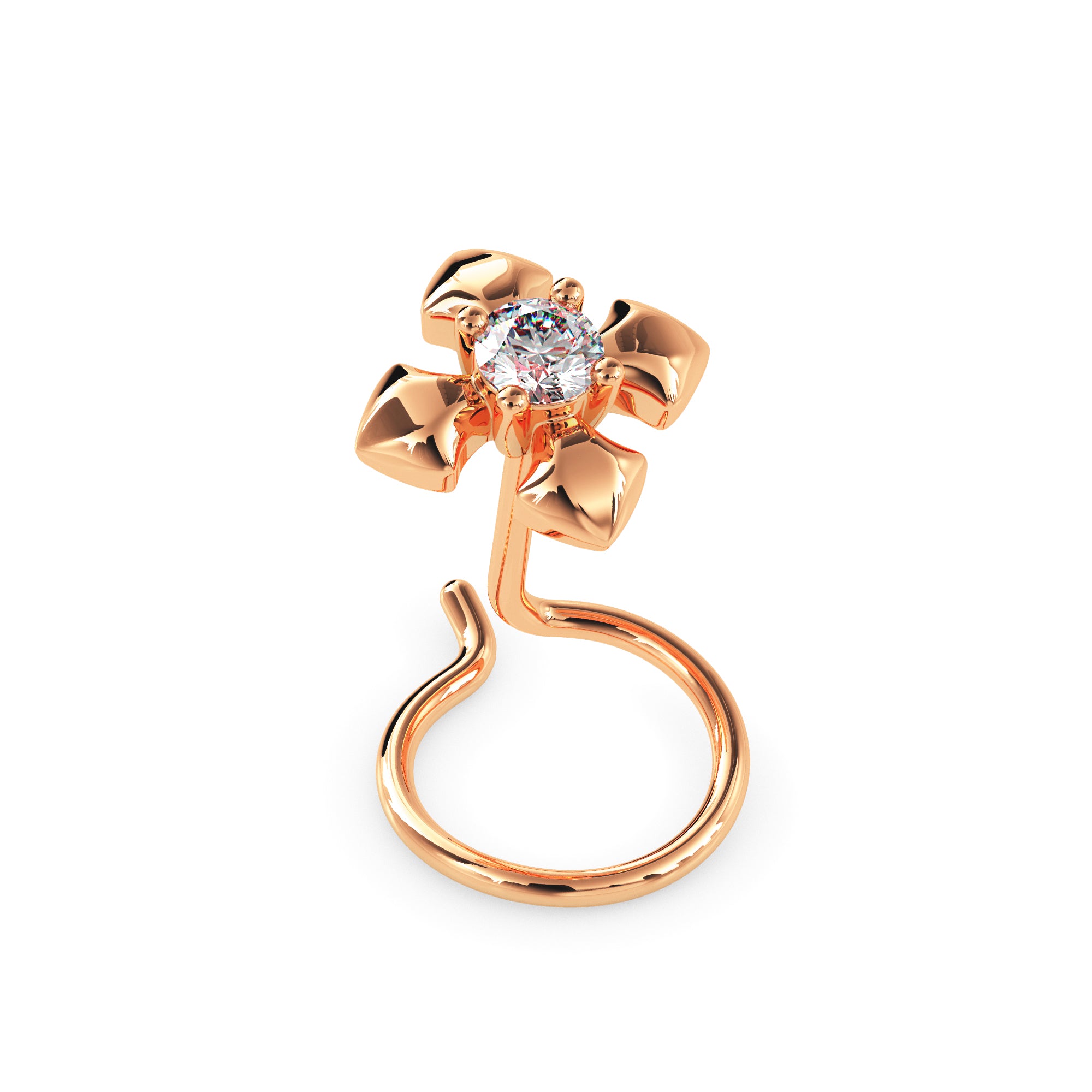 0.03Ct Round Prong Set Lab-Grown Diamond Gold Wire Back Stud Nosepins