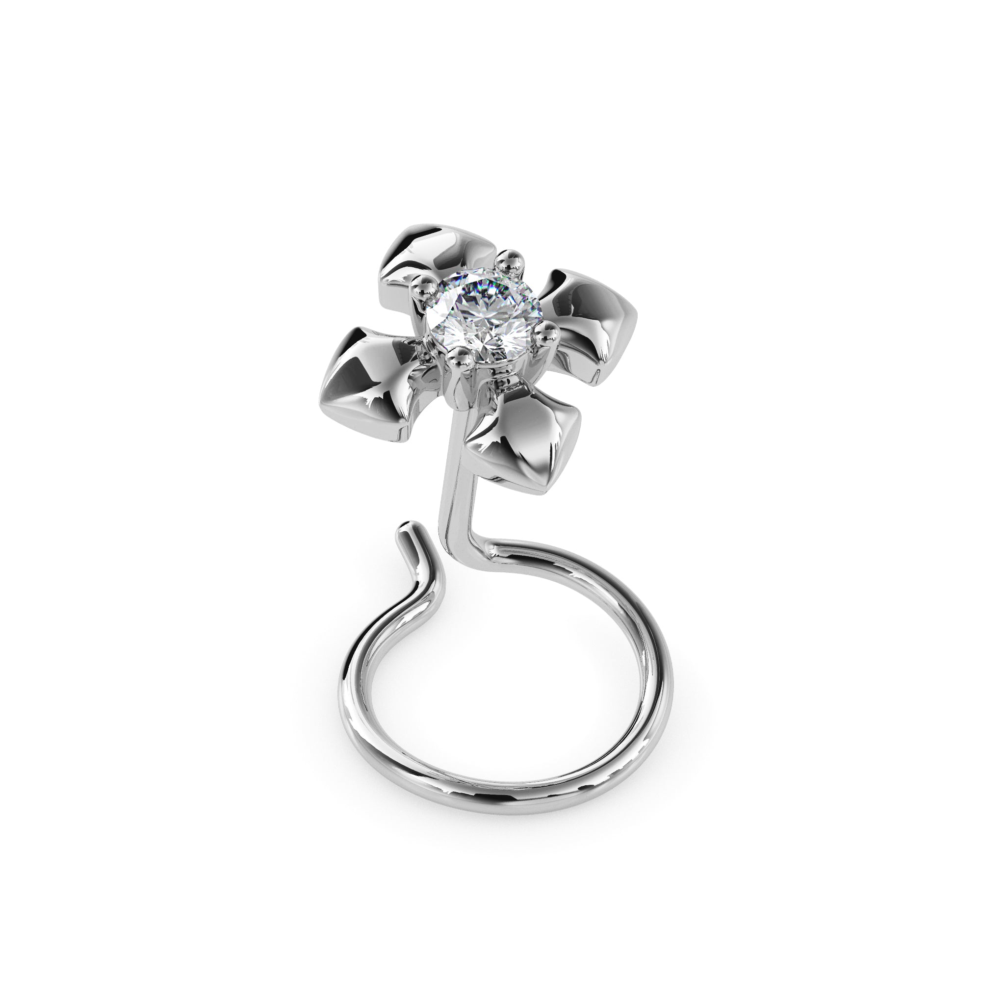 0.03Ct Round Prong Set Lab-Grown Diamond Gold Wire Back Stud Nosepins