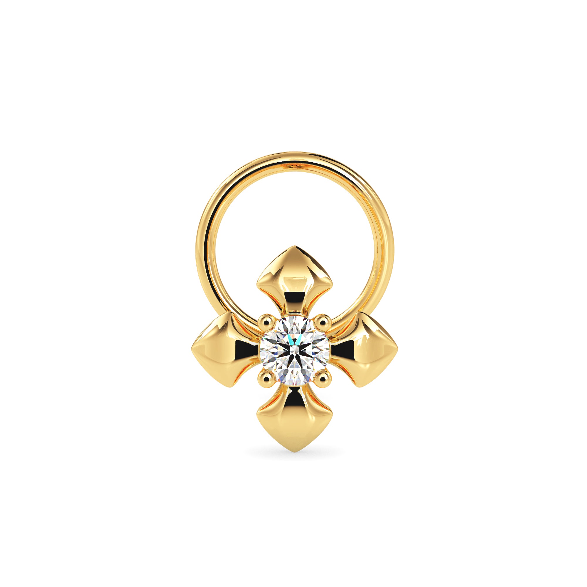 0.03Ct Round Prong Set Lab-Grown Diamond Gold Wire Back Stud Nosepins