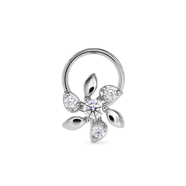 0.05Ct Floral Round Prong Set Lab-Grown Diamond Gold Wire Back Stud Nosepins