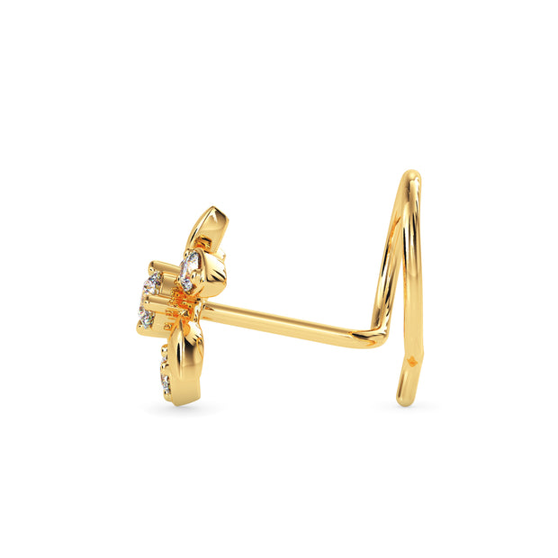 0.05Ct Floral Round Prong Set Lab-Grown Diamond Gold Wire Back Stud Nosepins