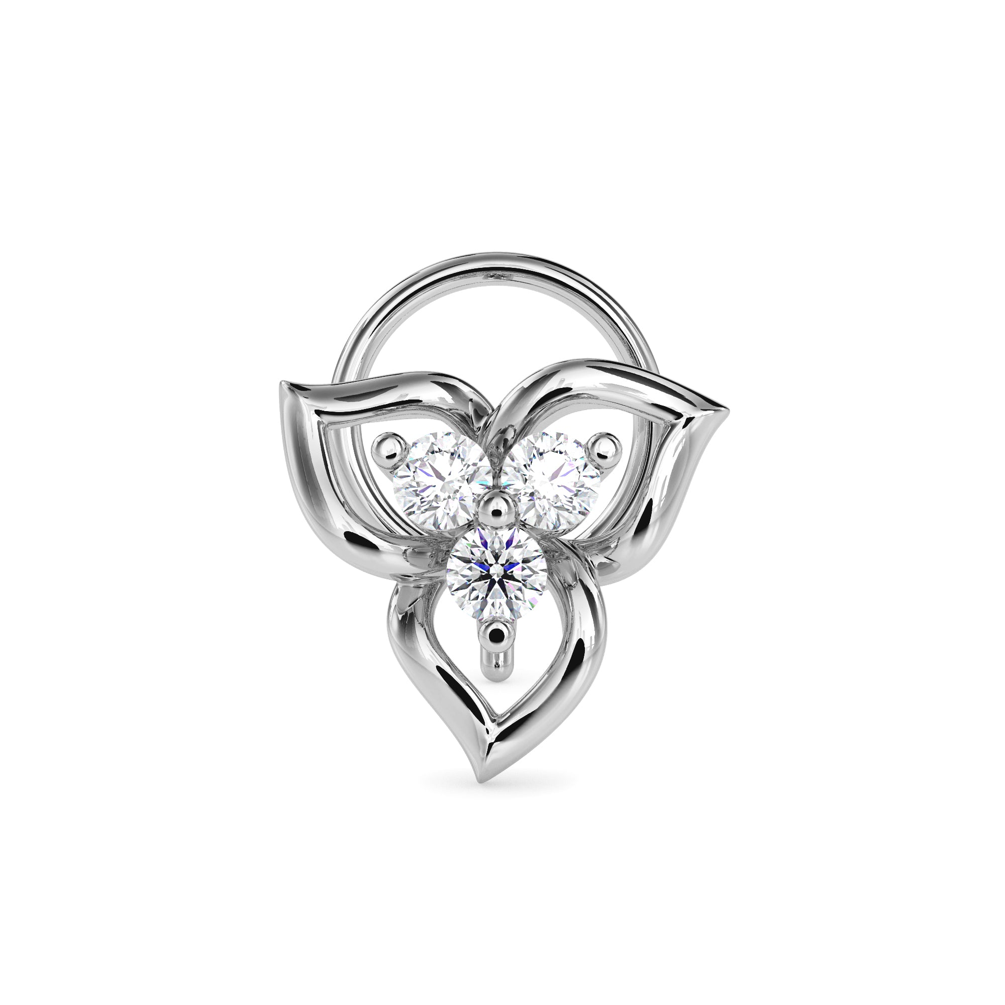 0.06Ct Floral Three Stone Lab-Grown Diamond Gold Wire Back Stud Nosepins