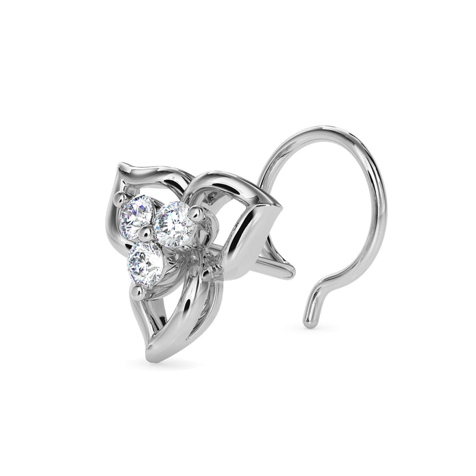 0.06Ct Floral Three Stone Lab-Grown Diamond Gold Wire Back Stud Nosepins