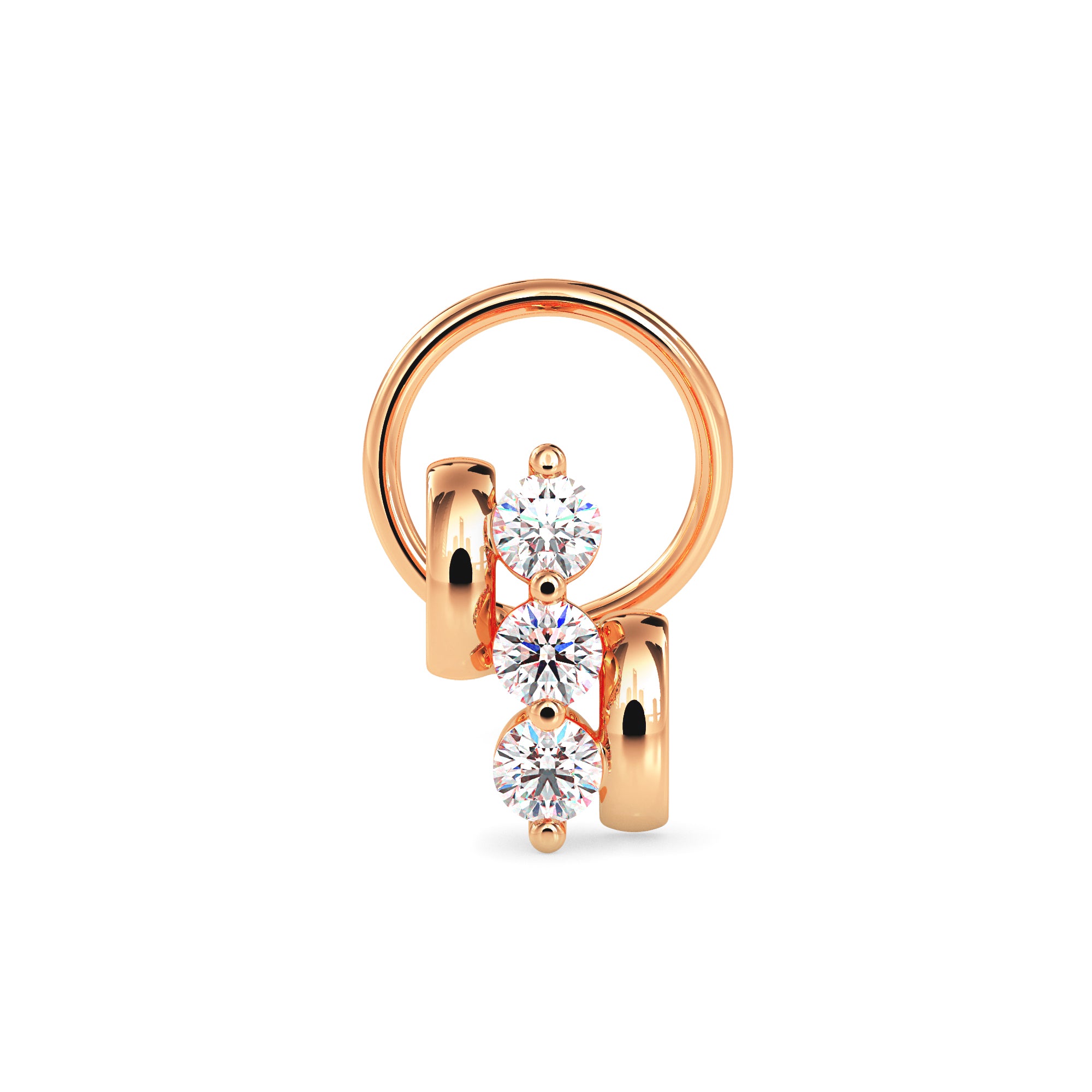 0.06Ct Three Stone Lab-Grown Diamond Gold Wire Back Stud Nosepins