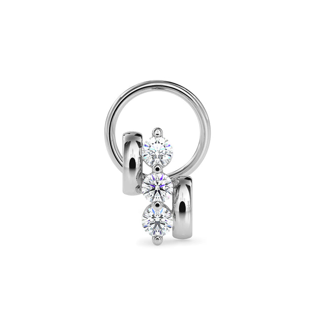 0.06Ct Three Stone Lab-Grown Diamond Gold Wire Back Stud Nosepins
