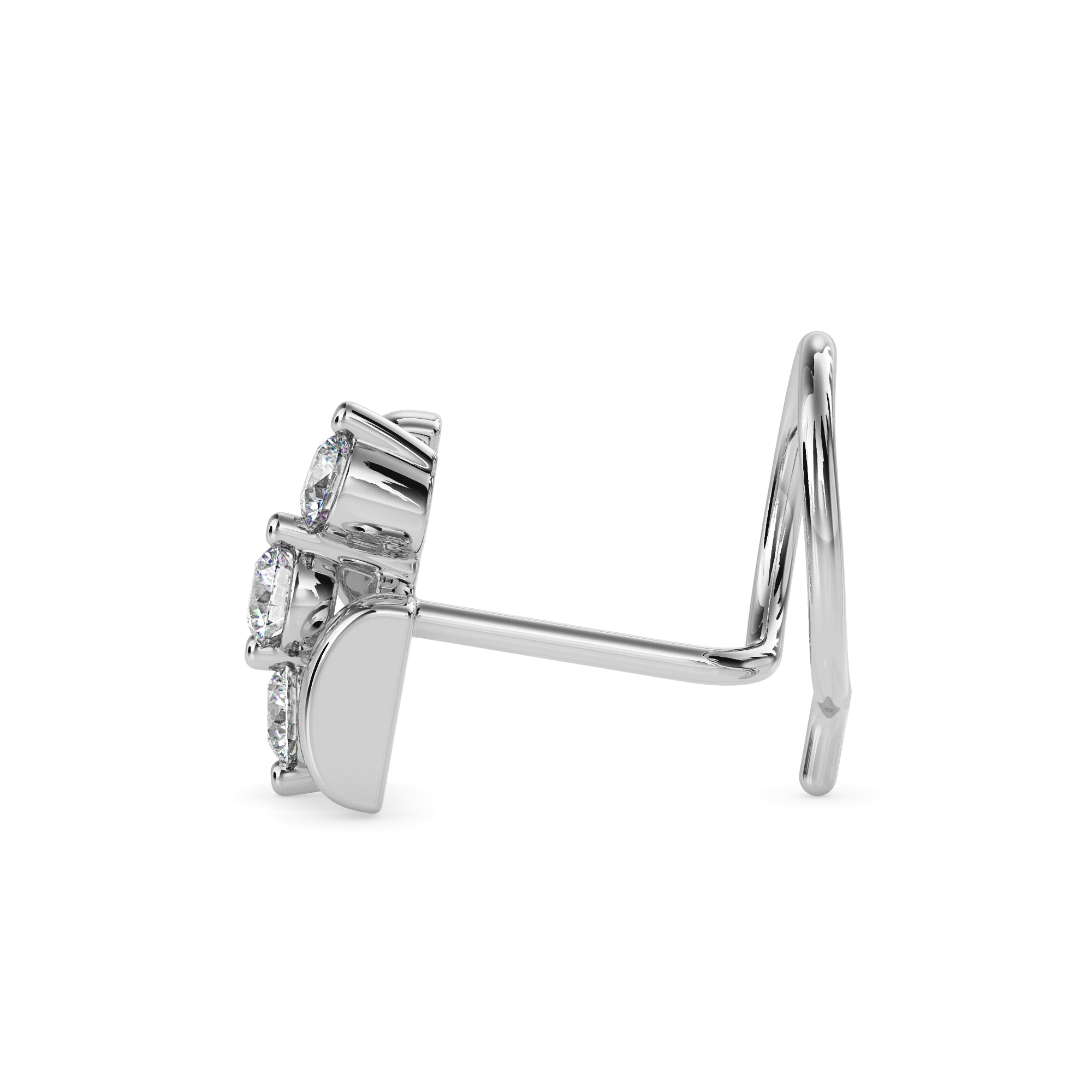 0.06Ct Three Stone Lab-Grown Diamond Gold Wire Back Stud Nosepins