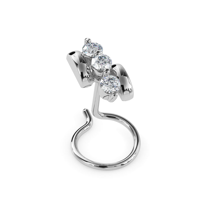 0.06Ct Three Stone Lab-Grown Diamond Gold Wire Back Stud Nosepins