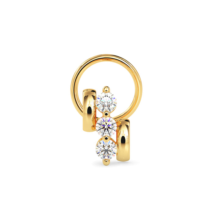 0.06Ct Three Stone Lab-Grown Diamond Gold Wire Back Stud Nosepins