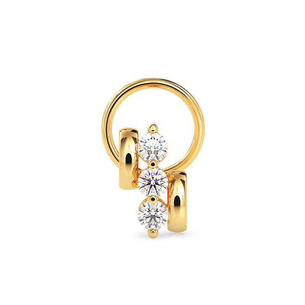 0.06Ct Three Stone Lab-Grown Diamond Gold Wire Back Stud Nosepins