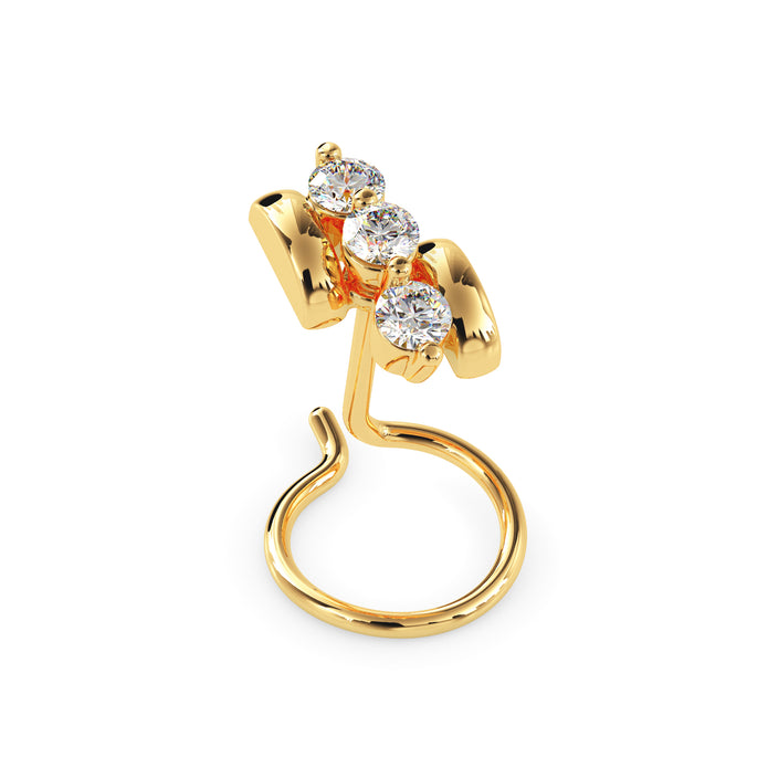 0.06Ct Three Stone Lab-Grown Diamond Gold Wire Back Stud Nosepins