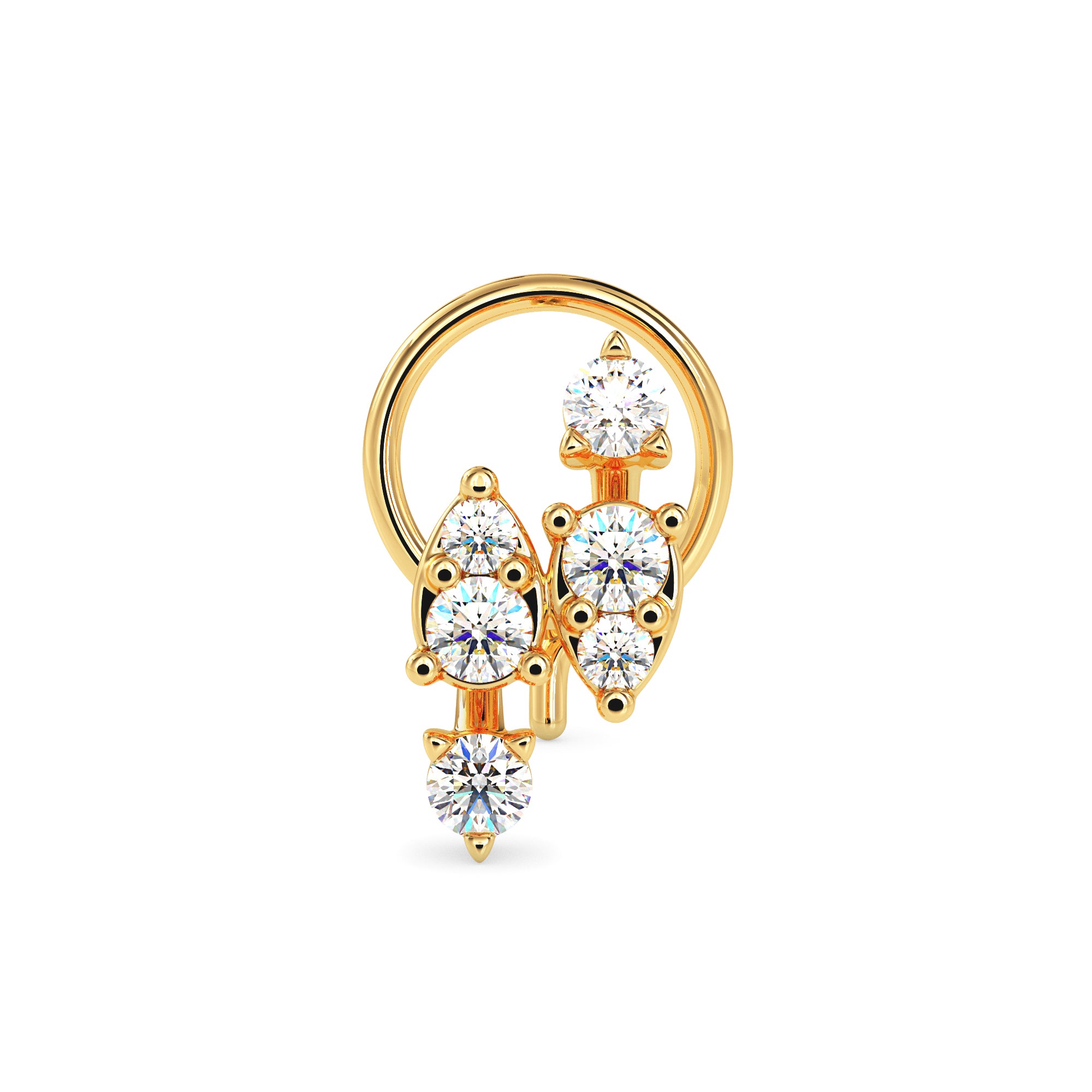 0.08Ct Teardrop Style Lab-Grown Diamond Gold Wire Back Stud Nosepins