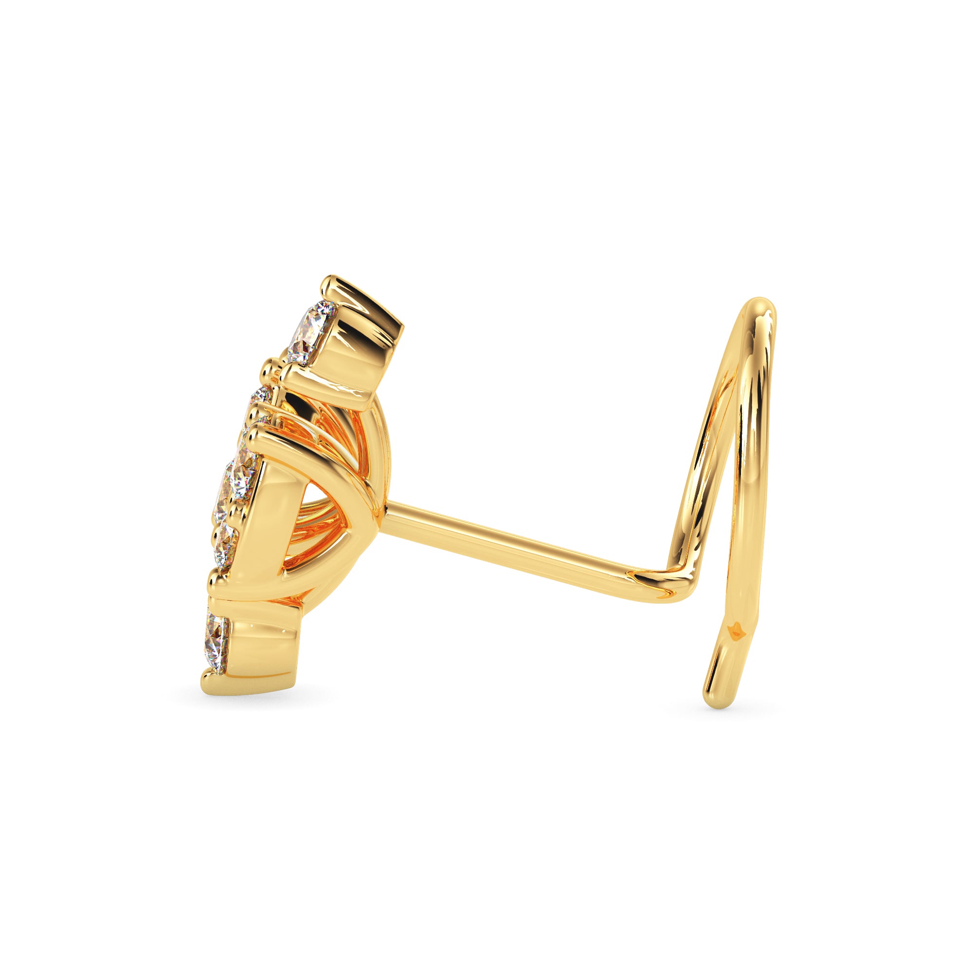 0.08Ct Teardrop Style Lab-Grown Diamond Gold Wire Back Stud Nosepins