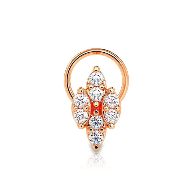 0.07Ct Leaf Style Cluster Lab-Grown Diamond Gold Wire Back Stud Nosepins