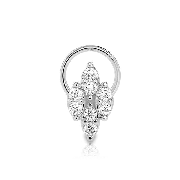 0.07Ct Leaf Style Cluster Lab-Grown Diamond Gold Wire Back Stud Nosepins