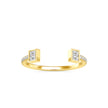 open cuff baguette cut diamond ring in yellow gold