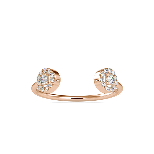open cuff halo diamond ring in rose gold
