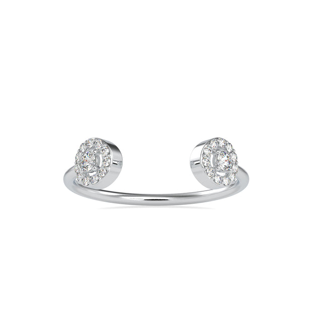 open cuff halo diamond ring in white gold