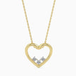 open heart diamond pendant necklace in yellow gold