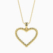 rope style open heart pendant necklace in yellow gold