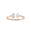 open style two stone diamond ring in rose gold