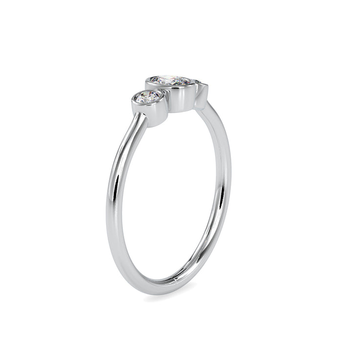 oval bezel lab-grown diamond ring in white gold