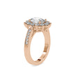 oval cut halo diamond ring in rose gold