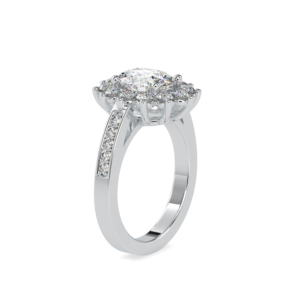 oval cut halo diamond ring in white gold