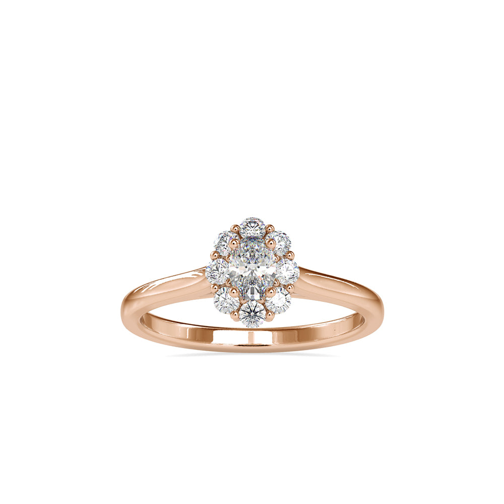 oval prong halo lab-grown diamond ring in rose gold