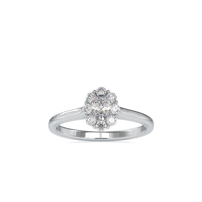 oval prong halo lab-grown diamond ring in white gold