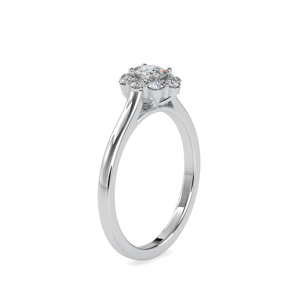 oval prong halo lab-grown diamond ring in white gold