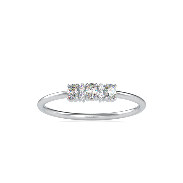 oval and round cut diamond ring in white gold